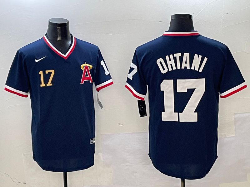 Men Los Angeles Angels 17 Ohtani Blue Throwback Game 2025 Nike MLB Jersey style 4